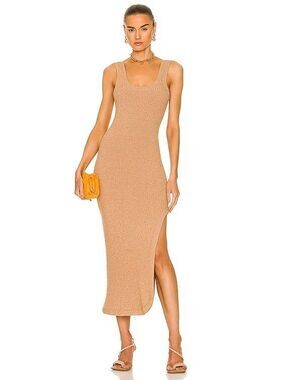 ALIX NYC Palma Rib Knit Tank Midi Dress in Tan Small